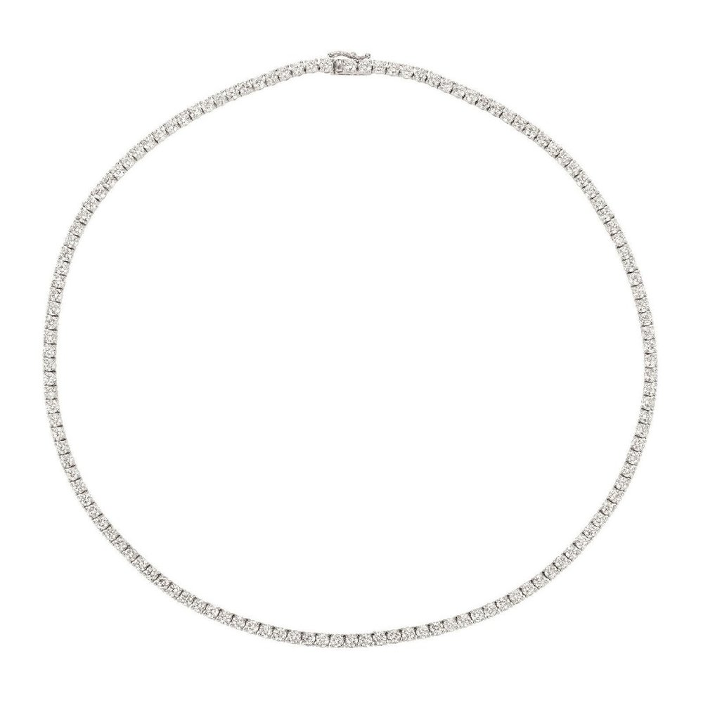 12.00 Carat Natural Diamond Tennis Necklace 14K White Gold
